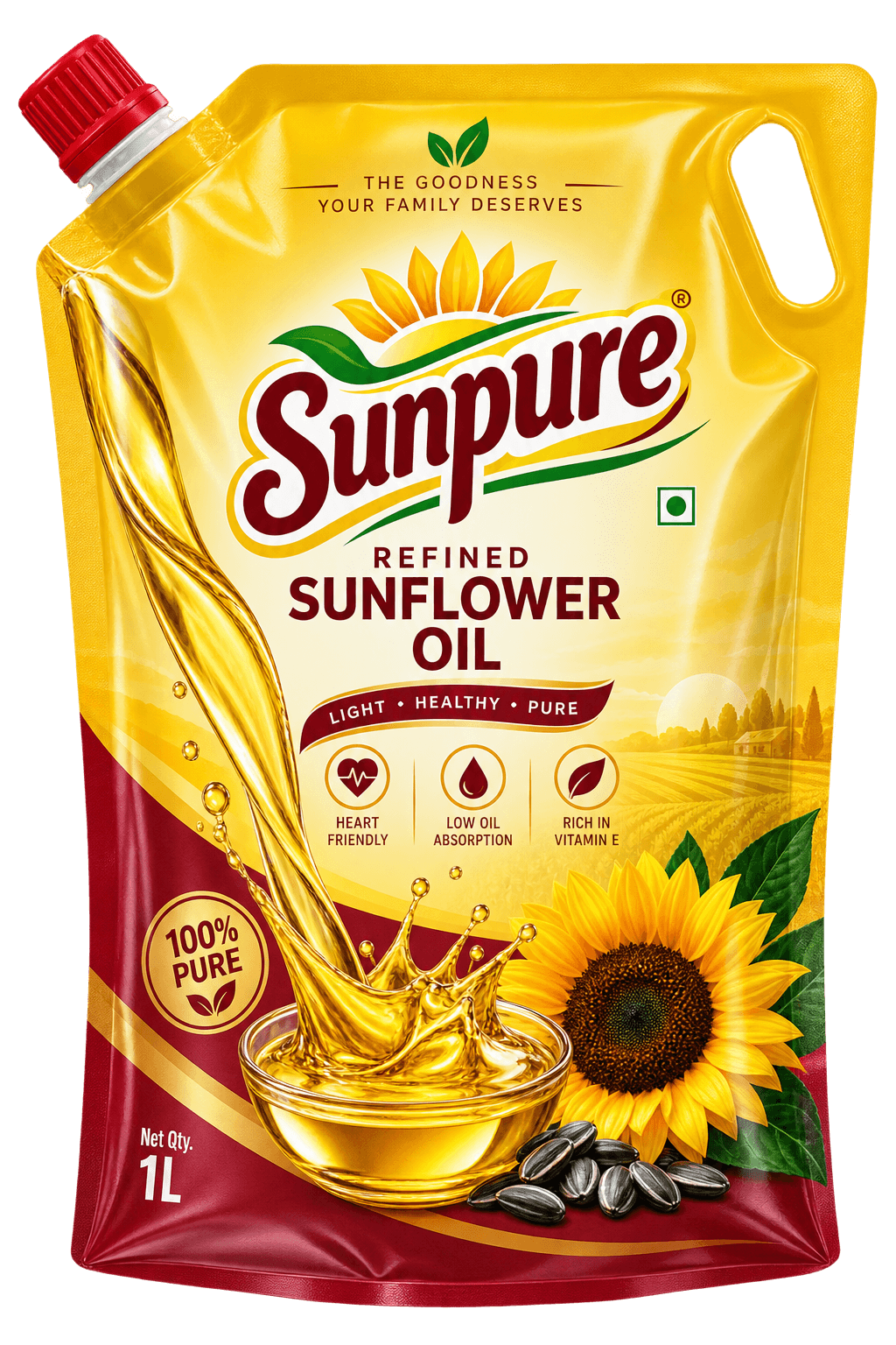Example of a custom printed laminated pouch for edible oil